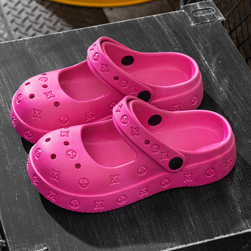 샌들 구멍 로즈 레드