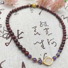 小红书正宗小叶紫檀木文玩双圈设计款手串diy血檀 木佛珠手串批发