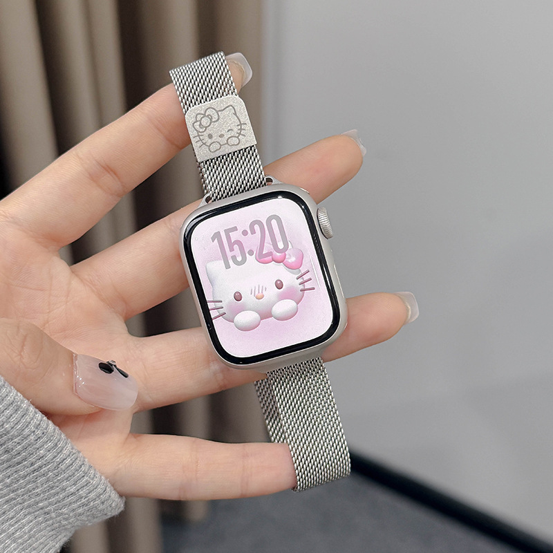 Kt Cat Milanese Magnetic Metal Thin Band Suitable for Iwatch11 Generation Apple Watch S10Applewatch9