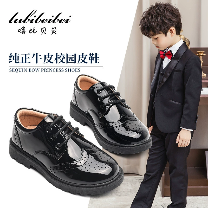 2021 весенне-летняя новая детская обувь для девочек и мальчиков Маленькая кожаная обувь детская обувь для студенческих выступлений черная Однослойная обувь в британском стиле