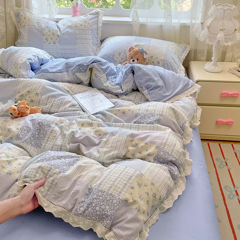 批发纯棉全棉花边四件套A类床上用品床笠被罩四季宿舍单人三件套4