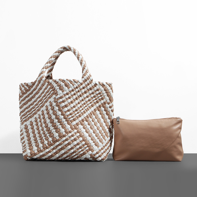 Bolso de cubo de cuero suave, bolso de tote tejido, bolso grande europeo y americano, bolso transfronterizo de comercio exterior de Amazon, bolso de canasta de verduras