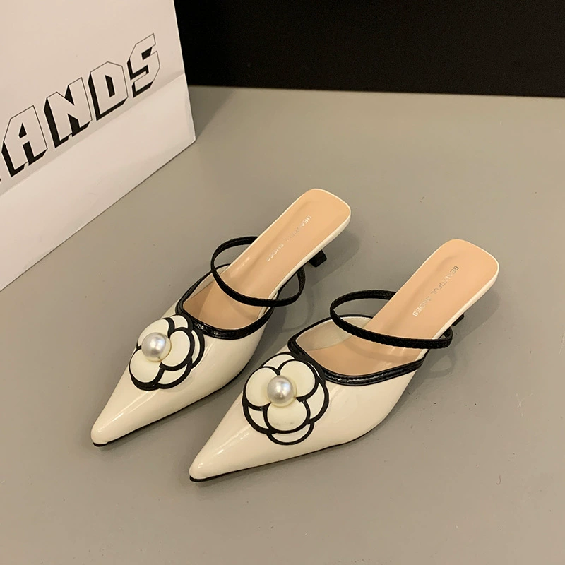 Тапочки, обувь, летний слайд, туфли с острым носком, стиль Chanel, 2025 год