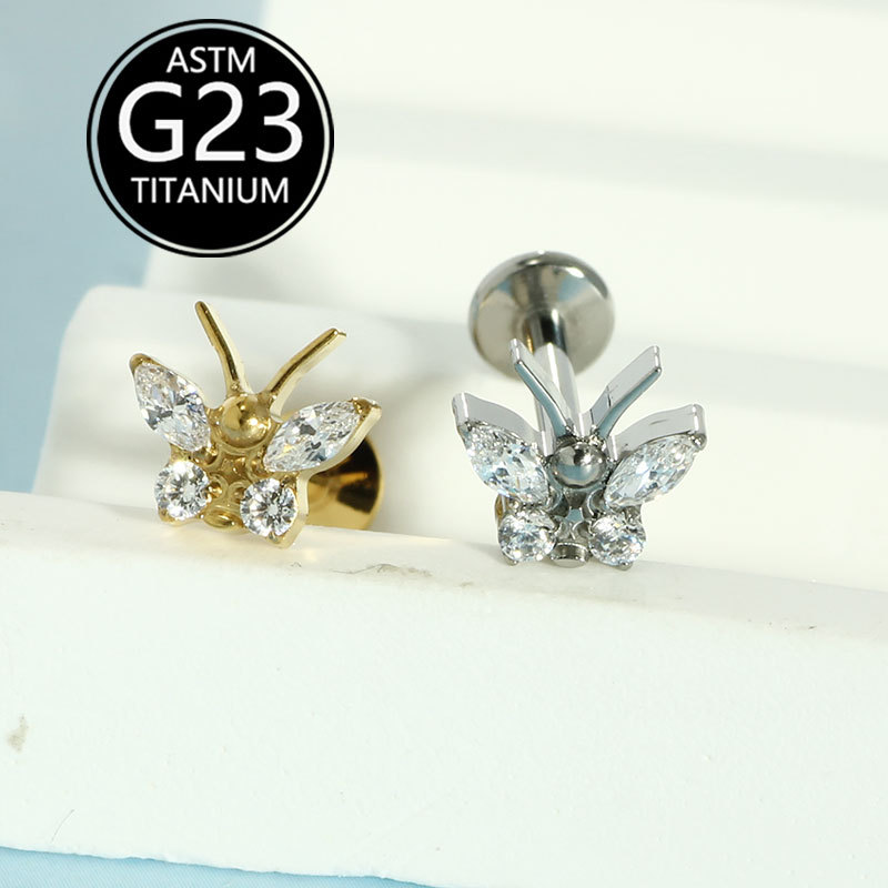 Pointed titanium steel lip stud product view