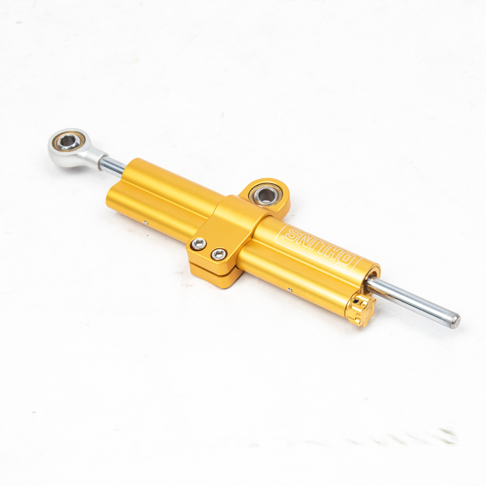 Manillar de la motocicleta accesorios de titanio regla amortiguador universal dirección amortiguador estabilizador de dirección doble tubo corto amortiguador