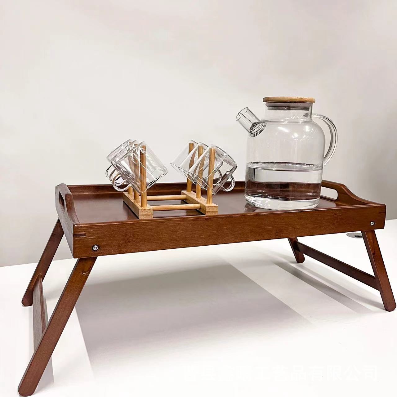 Bandeja de cama de madera con patas plegables, estante de almacenamiento de madera maciza perezoso para el hogar, mesa de estudio para niños de madera moderna y sencilla