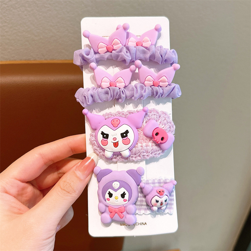 Bebé lindos correa púrpura niños púrpura Kulomi clip para el cabello de niñas banda de cabello cuerda de cabello frangea clip conjunto de joyas para el cabello