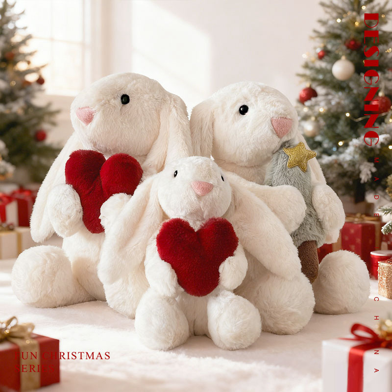 Lop-Eared Rabbit Series Plush Toys, Heart-Hugging Bonnie Rabbit Dolls, Floral Long-Eared Rabbit Plushies, Children's Companion Dolls