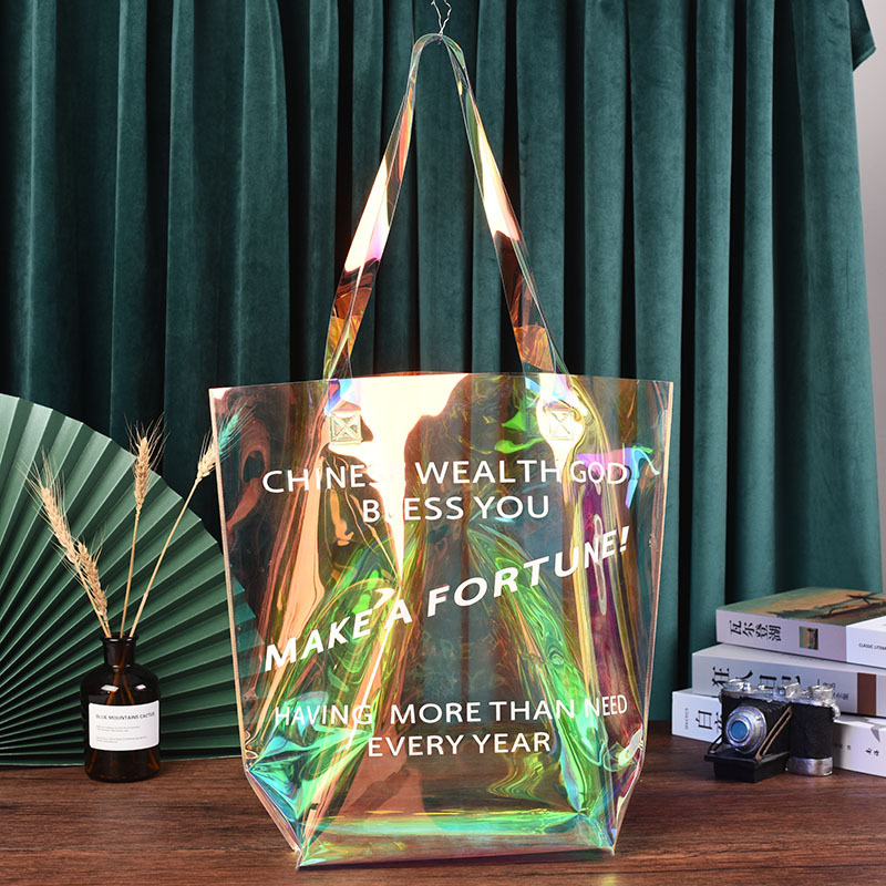 学生韩版炫彩PVC镭射挎包书本手机零食化妆品收纳手提袋可印logo