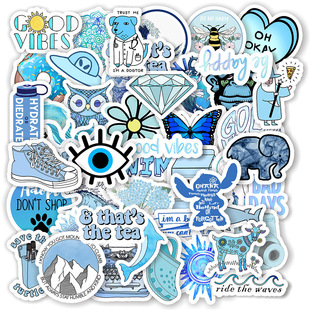 50 blue ins fresh stickers mobile phone shell computer stickers aesthetic sticker blue