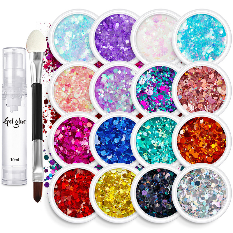 Cross-border hot 16-color gel suit mixed sequins makeup gel body Flash patch nail jewelry diamond