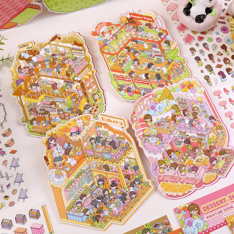 Cross-Border 3D Stereo Landscape Stickers, Cute Style, Creative Educational Cartoon Toys for Children, Cultural and Creative Gift Materials