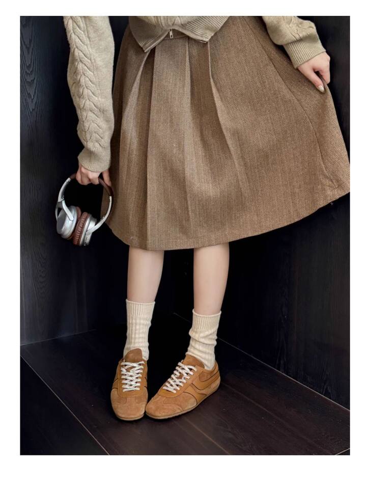 Giày sneaker nữ da thật cổ thấp dáng cổ điển buộc dây phối màu — Bạc, màu nâu, màu xanh lá cây, màu đỏ chi tiết 21