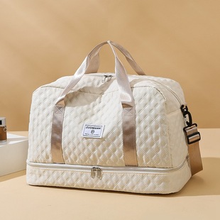 Check Sports Fitness Bag Portable Large Capacity Luggage Bag Travel Bag with Shoe Bin Dry and Wet Separate Travel Bag