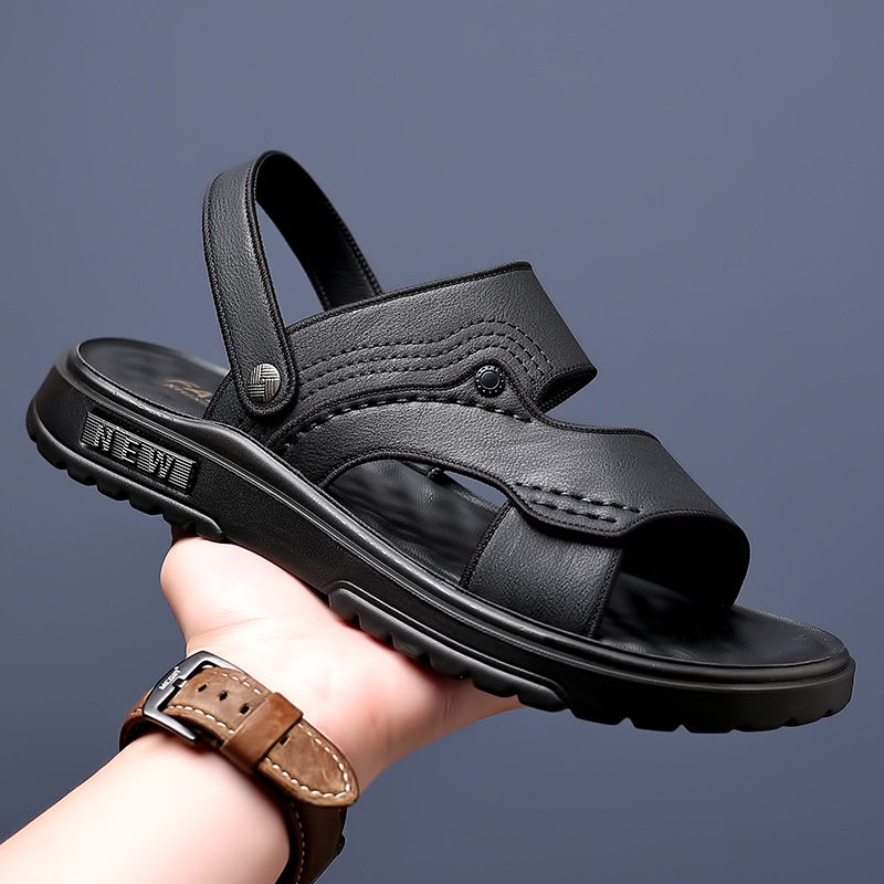 Dép sandal nam quai ngang hở ngón, đế mềm chống trượt, dùng đi ngoài trời và lái xe — 2289 kaki (kích thước giày thể thao), 2289 Đen (Kích thước giày thể thao)