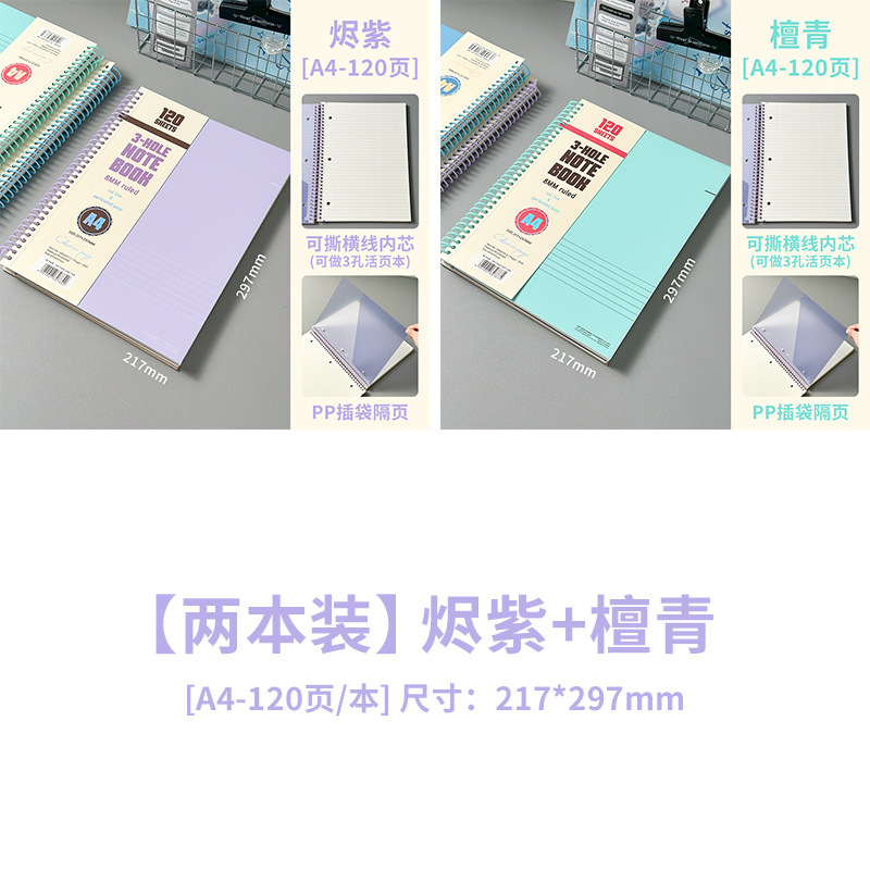 三年二班 美式线圈笔记本A4笔记本本子学生用B5加厚高颜值计划本|undefined