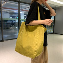 韩风大容量尼龙布包女2024新款出门旅行包单肩托特包通勤简约大包