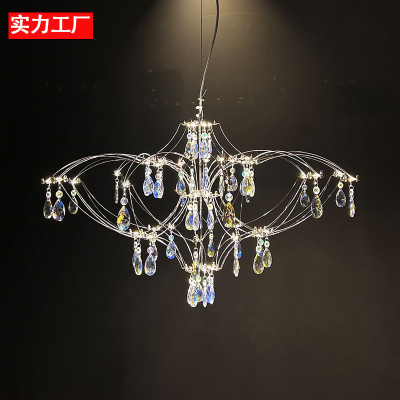 Simple French Style Light Luxury Living Room Crystal Chandelier Villa Apartment Master Bedroom Dining Room Large Flat Floor Hall High-end Lamps Simple French Style Light Luxury Living Room Crystal Chandelier Villa Apartment Master Bedroom Dining Room Large Flat Floor Hall High-end Lamps