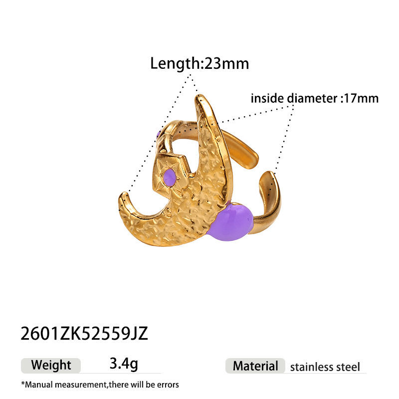 TENA Europa y América Italia clásica viento estrella luna diseño de modelado anillo de goteo personalidad joyas al por mayor