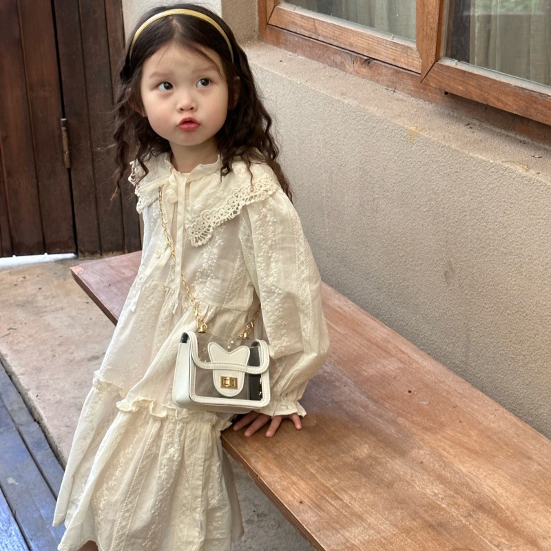 Bolso de hombro de moda para niña pequeña, bolso de gelatina para niños transparente de estilo occidental, nuevo bolso de bebé con cadena de perlas