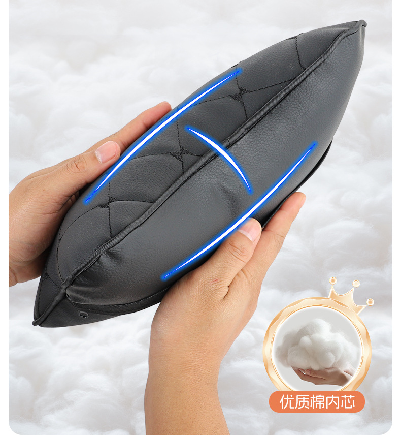 Car Headrest Leather Quilted Embroidered Pillow Car Neck Pillow Car Seat Cushion Factory Wholesale