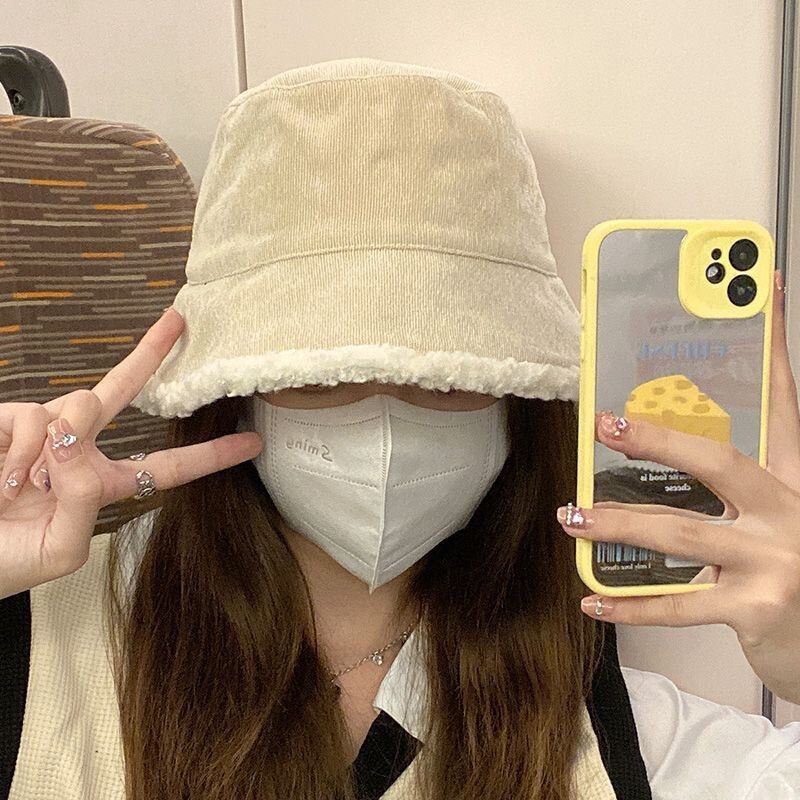 フィッシャーマンハット 冬 レディース 両面ラムウール 秋冬 万能ぬいぐるみバケツ 大きな頭囲の帽子 小顔で可愛くて暖かい|undefined