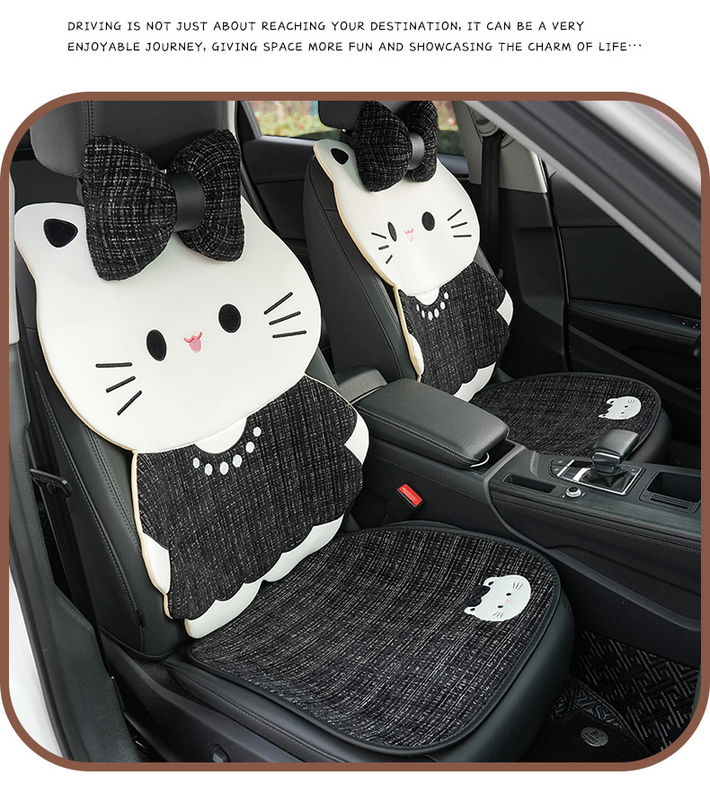 Cute Cartoon Cat Car Seat Cushion, Universal for All Seasons, Non-Slip Car Seat Cover