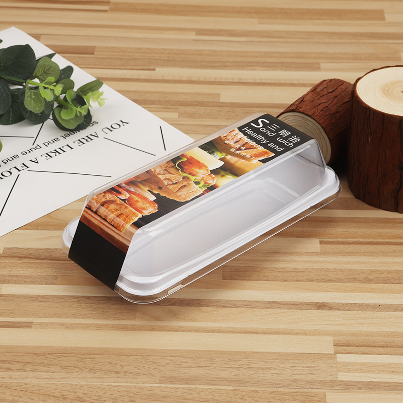 Caja única larga + pegatinas de sándwich negras 100 juegos - caja de sándwich