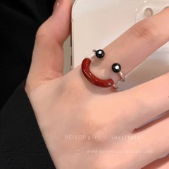 Charming Cute Smiling Open Ring for Girls, Unique Design Sense Index Finger Ring, Fashionable and Personality Strange Ring