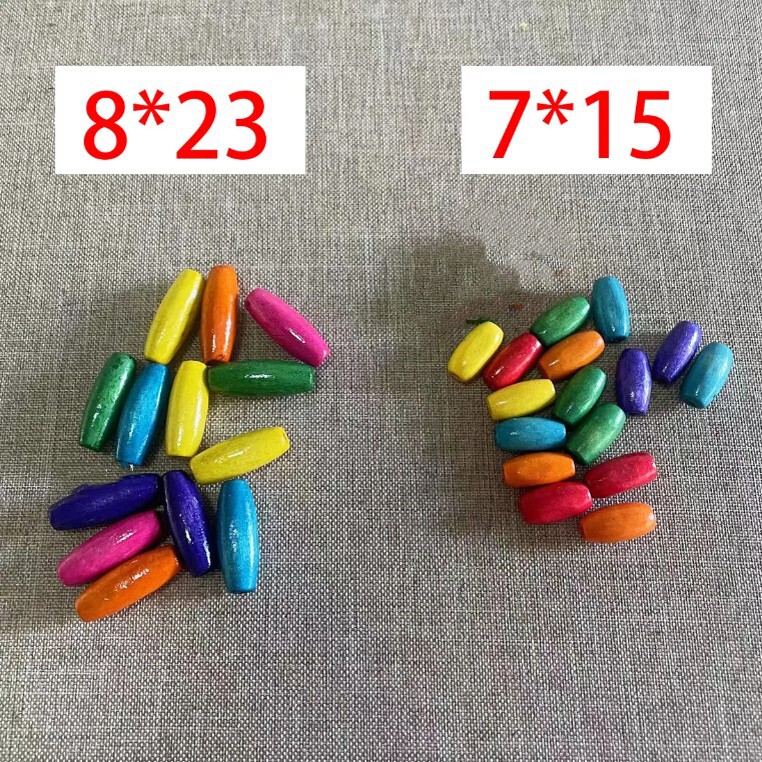 Colorful Oval Rice-Shaped Wooden Beads Loose Beads Door Curtain Wooden Beads Mixed Color Kidsren's Beading Material DIY Material Wholesale