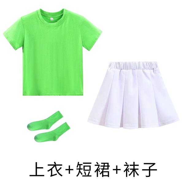 Green set, mini-skirt, socks