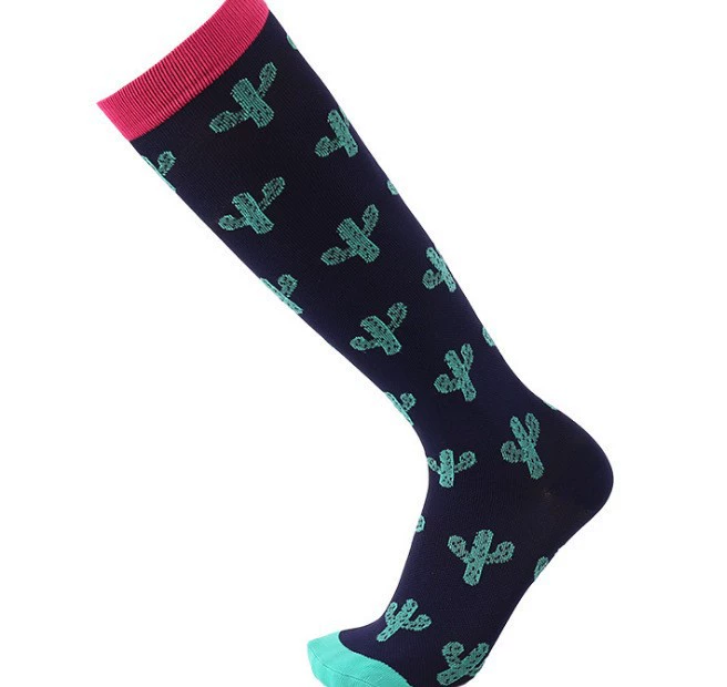 Compression Running Socks, Unisex Jacquard Knee-High Socks, Multiple Patterns, S/M & L/XL