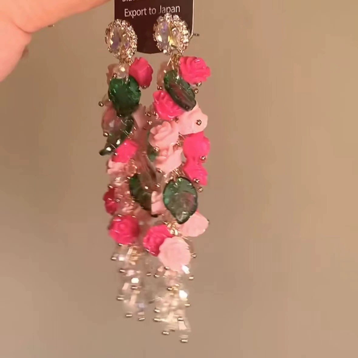 Earrings, floral light-luxury high-quality dangle styles, assorted silver-needle and ear-hook options