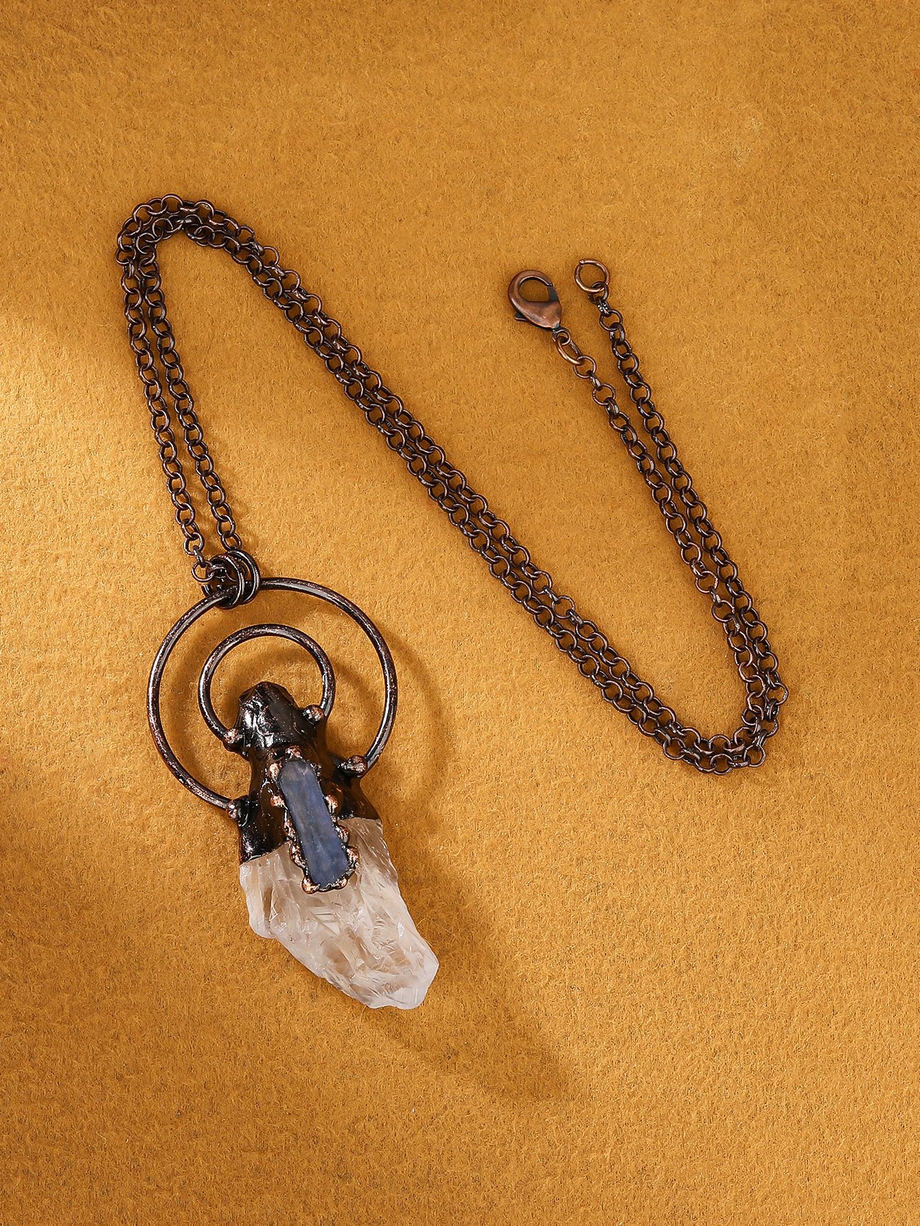 Crystal, Copper Material Geometric Pattern All Seasons Season Women's Crystal Copper Cable Chain Healing Geometric Pendant Necklace Healing Crystals Jewelry