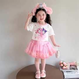 夏季女宝宝甜美风美乐蒂卡通裙子中大童夏季新款蓬蓬裙短袖两件套