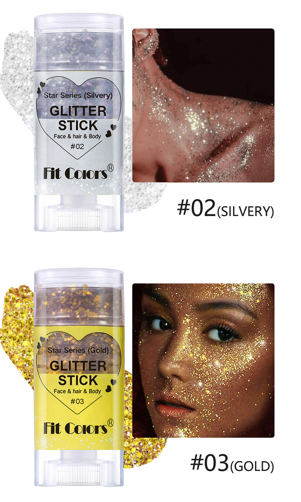 Fit Colors 6-color body painting, sequined stick face, lip star glitter eyeshadow, festival stage makeup undefined