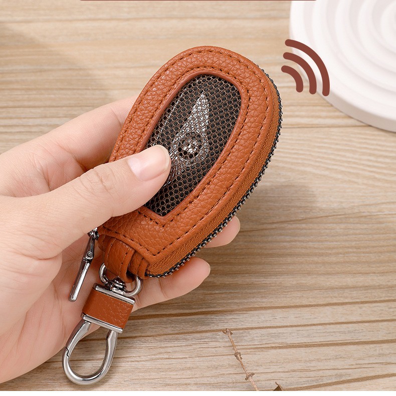 New Car Key Bag Waist Hanging Men's Transparent Window Button Simple Genuine Leather Universal Women's Family Key Bag