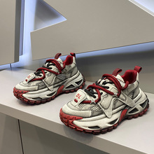 春秋轻奢百搭网面休闲时尚老爹鞋潮流复古做旧拼接男士运动鞋男鞋