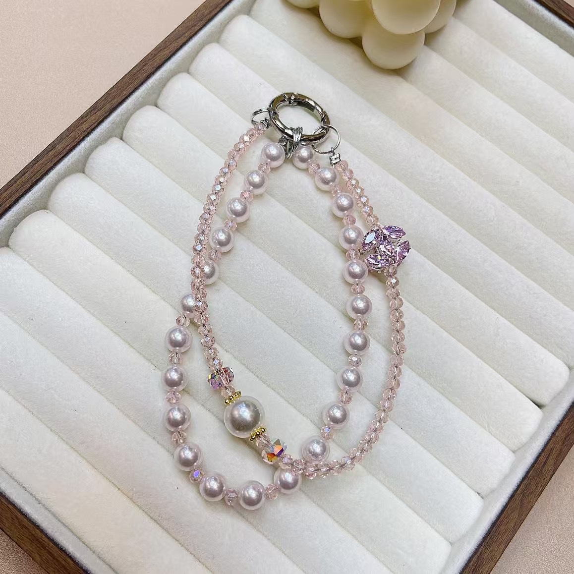 Cadena de teléfono móvil para mujer Creative ins moda teléfono móvil colgante bricolaje hecho a mano perla cristal diamantes de imitación cordón de doble cadena nuevo