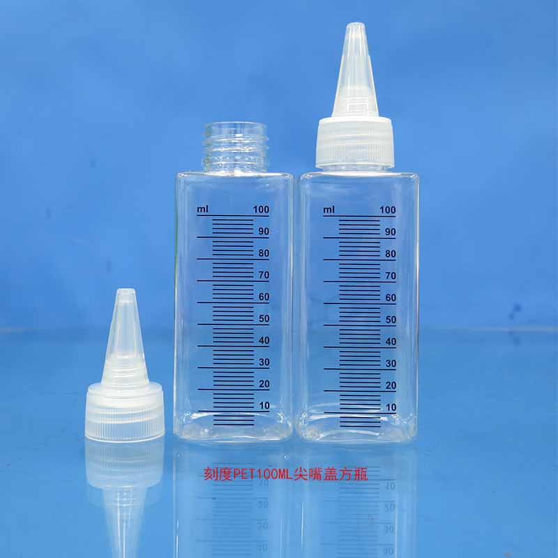 刻度PET100ML尖嘴盖方瓶7
