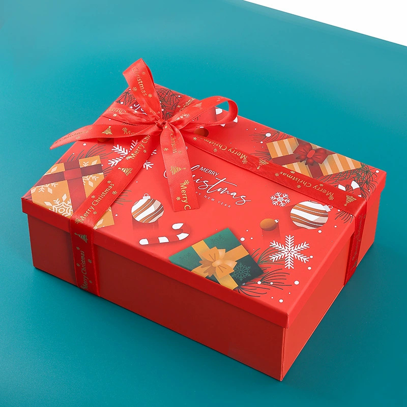 Caja de embalaje de regalo de Navidad transfronteriza impresa en color caja de regalo plegable cubierta de Navidad para enviar bufandas bolsas portátiles