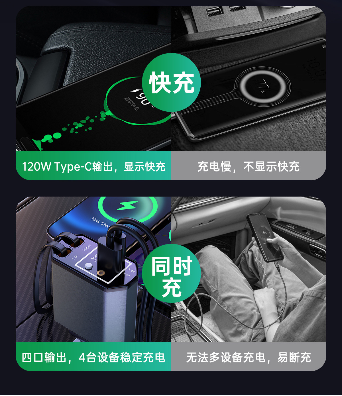 Car Charger with Retractable Cable, Customized Car Charger for Mobile Phones, Super Fast Charging, Oem Processing by Manufacturer