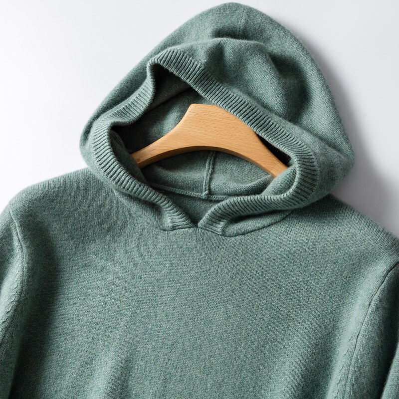 Cashmere Men's Solid Color Hooded Sweater Long Sleeve Loose Wool Sweater Pullover Loose 2025 Autumn and Winter New Thick