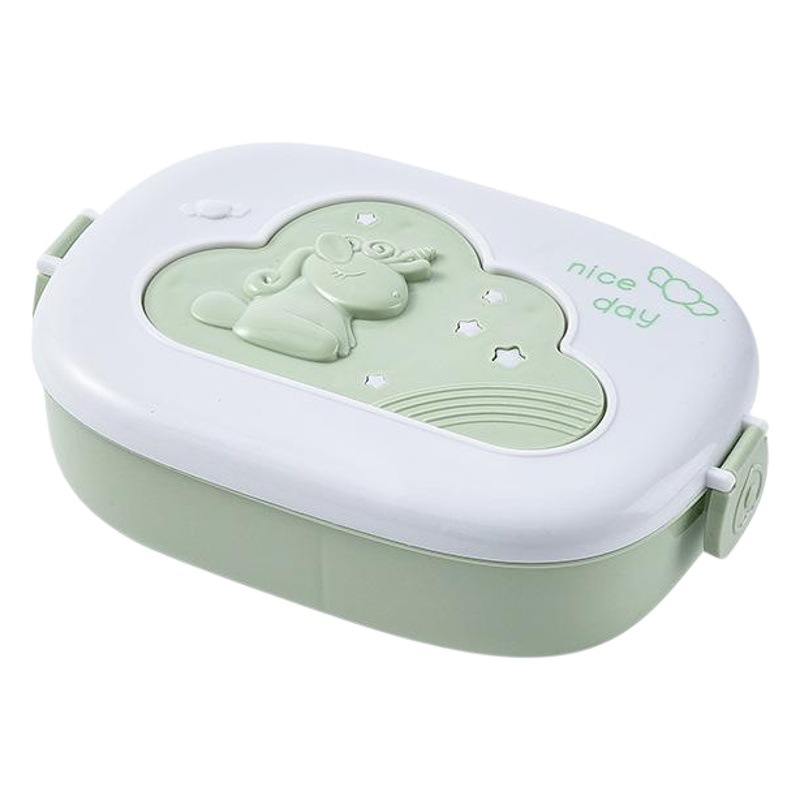 Compartimento lonchera portátil horno de microondas calefacción PP lonchera Estudiante Adulto Oval dibujos animados lindo lonchera de plástico