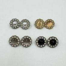 纽扣毛呢大衣连衣裙外套服装饰品珍珠钮扣小香风镶钻带钻扣子