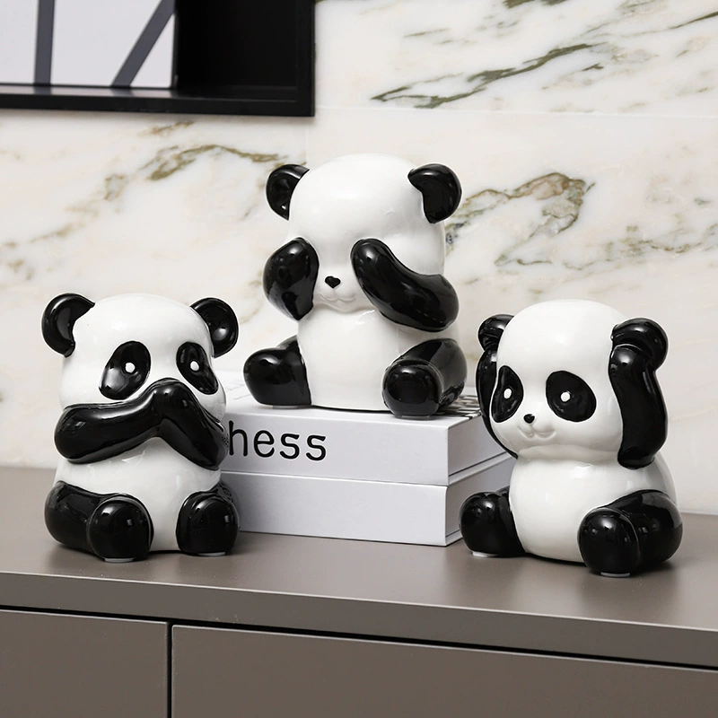 Настольные милые трехсекционные украшения в виде панды, креативные высококачественные доступные роскошные маленькие украшения, шкаф для телевизора в гостиной, украшения для винного шкафа