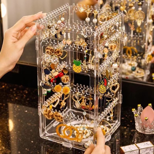 Circular rotating jewelry storage rack three-dimensional desktop jewelry necklace earring rack acrylic jewelry display rack