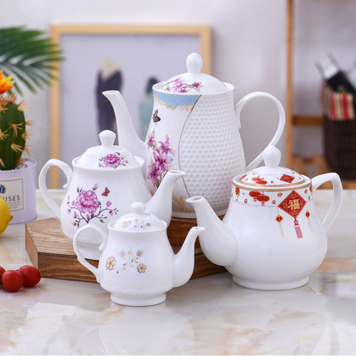 Retro ceramic teapot for household tea making, high temperature resistant cold water kettle, living room tea set with filter, small teapot