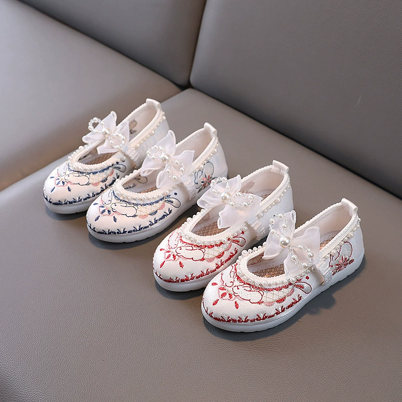 Туфли для девочек Hanfu Древний стиль Новый китайский весенний и летний костюм с лапшой