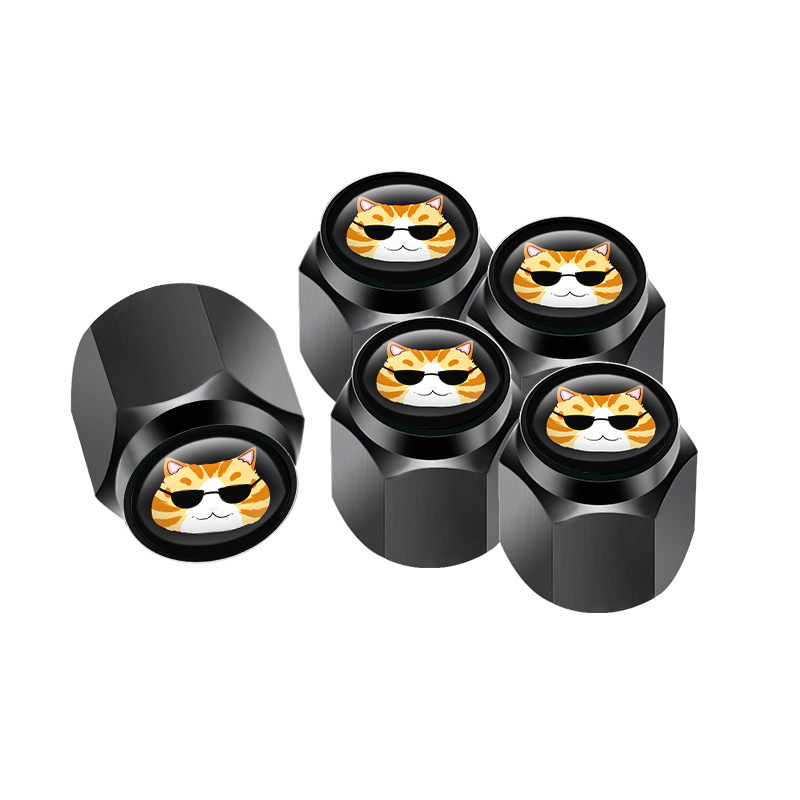 (2개) 자동차 타이어 도난 방지 밸브 캡 귀여운 고양이 로고 타이어 장식 방진 밸브 커버 도매